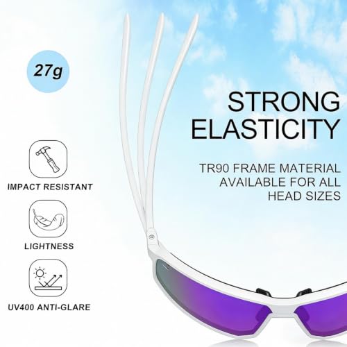 Sunglasses for Men Women (White &Purple Lens)
