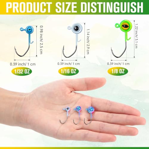 160 Pcs Crappie Jig Heads for Fishing (1/8 oz / Eye with Bait Keeper)