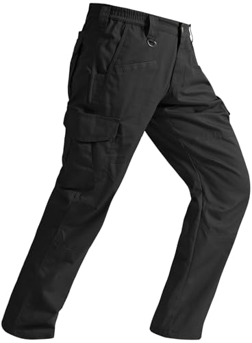 Cargo Work Pants for Men Ripstop Tactical Pants Lightweight Water Resistant EDC Hiking Carpenter Hunting Pants with Multi Pockets Black 42Wx34L (Black / 42W x 34L)