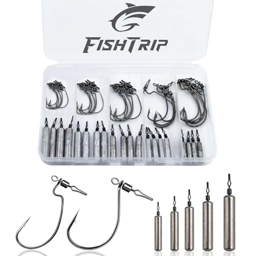 30 60Pcs Swivel Drop Shot Hooks Kit (Assorted Size)