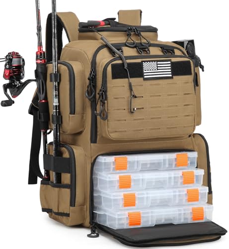 Tactical Fishing Backpack with 4 Tackle Boxes
