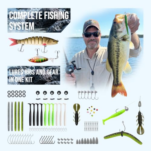Fishing Sling Bag with 3500 Tackle Box & Fishing Gear (Black Camo)