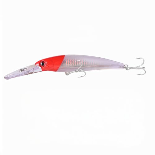 Long Lip Deep Diving Sinking Trolling Minnow (Red Head / 4.13oz/7.87")
