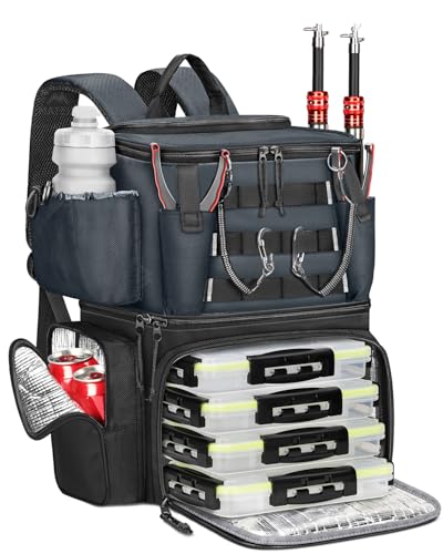 Fishing Backpack with 4 Tackle Boxes