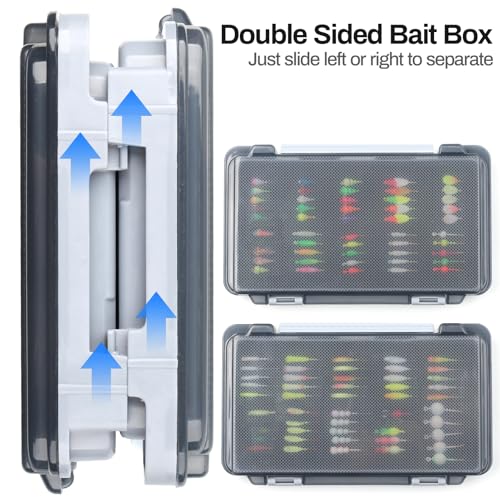 Ice Fishing Jigs Kit 100pcs Lures Bait Icefishing Set Crappie Jig Hooks Gear Accessories for Walleye Panfish with Tackle Box Gifts for Men