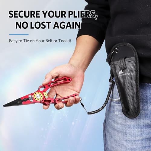 Aluminum Fishing Pliers Hook Remover with Tungsten Carbide Cutters (Red)