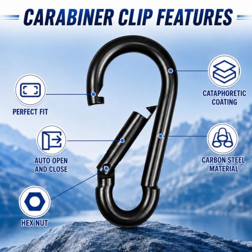 20PCS Carabiner Clips (Black / 20PCS-M5)