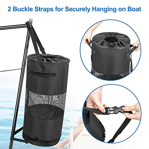 Mesh Boat Trash Bag with Zipper Bottom for Easy Disposal