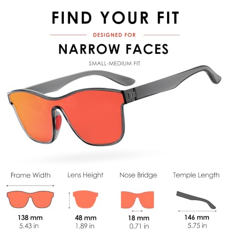 Polarized Sunglasses for Men and Women (C04- Frame: Gloss Smoke Crystal / Lens: Red Mirror)
