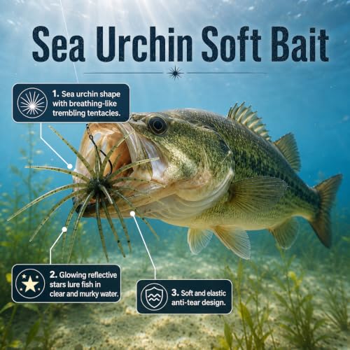 5PCS Urchin Baits for Bass Fishing (Green Pumpkin / 5PCS-2.7in-Small)