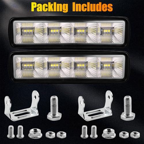 2PCS 6 Inch LED Light Bar 96W 4000LM 12V (96W Black Housing)