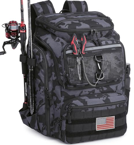 45L Fishing Backpack with Rod Holders & Built