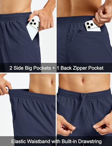 Men's Hiking Fishing Shorts UPF 50+ Quick Dry Lightweight 6" Summer Casual Shorts with Zipper Pockets Navy (XX-Large / Navy)