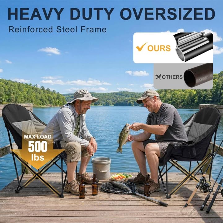Oversized Camping Chairs 2 Pack (Grey-2 Pack)