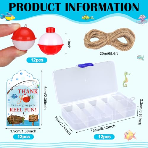 12 Fishing Party Favors Tackle Boxes with Thank You Cards