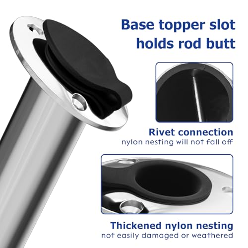 15 Degree Fishing Rod Holder 2 Pack (Stainless Steel - 15 Degree with Cap)