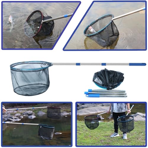 Fishing Net 2 Pack Retractable Lightweight Landing Net with Aluminum Rod Handle Fishing Nets for Youth Catch and Release Butterfly Nets