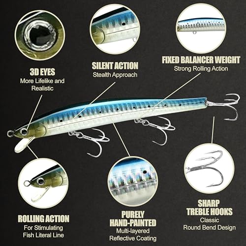 FlashMinnow 125 YAWARA Saltwater Fishing Lure (No Scales / 7702 Zebra Sardine / 125F)