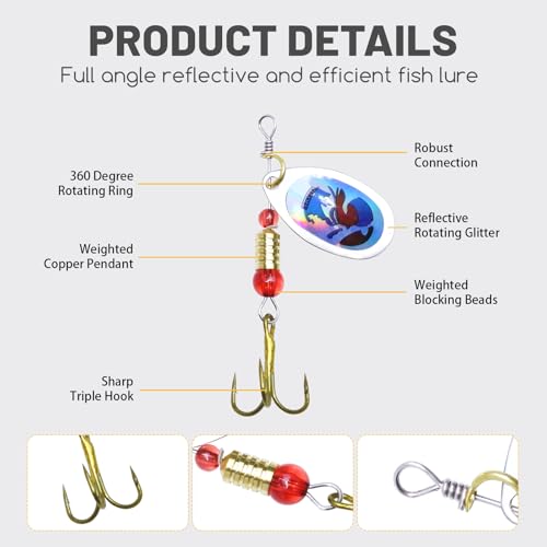 16 pcs Fishing Lures Spinnerbait (16 Pcs Rooster Tail Fishing Lures Kit)