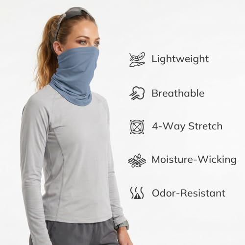 Unisex UPF 50+ Bamboo Viscose Neck Gaiter 2 Pack (Platinum/Steel Blue)