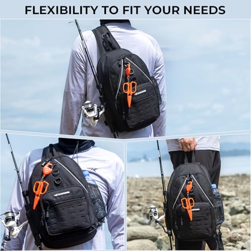 Karryall Fishing Sling Bag With Rod Holder (A: Black)