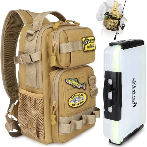Small Fishing Backpack with Tackle Boxe Fishing Sling Bag with Tool Set DIY Embroidery Patche Tackle Bag Gift for Men