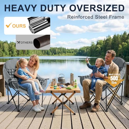 Oversized Camping Chairs 2 Pack (Plaid-2 Pack)