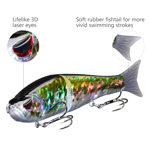 SwimShad Glide Baits Jointed Swimbait Bass Pike Salmon Trout Muskie Fishing Lure (Baby Bass / 4.5in/0.65oz)
