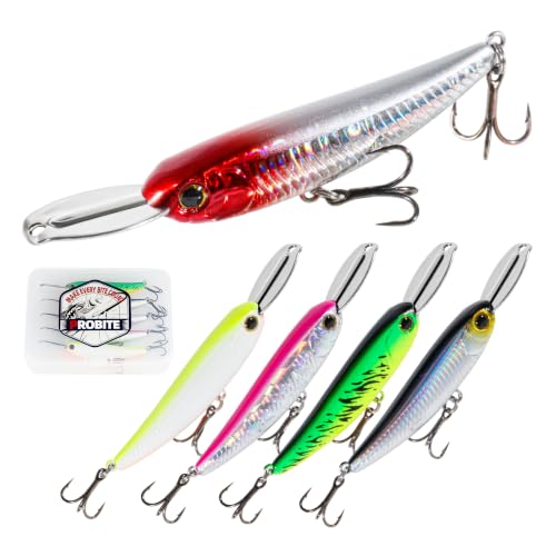 5 Pcs Minnow Fishing Lure Set with Metal Lip and Storage Case (2 1/2 ′′)