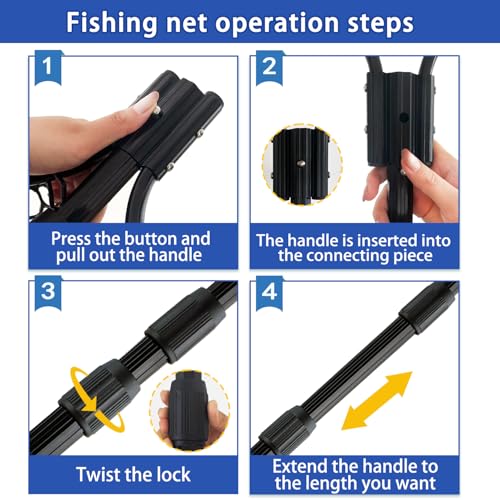 Black Telescoping Rubber Net (Black:Upgraded Metal Lock|length:63.8")