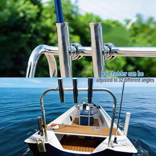 316 Stainless Rail Mount Pole Holder for Boat (Rail 0.55"-1.1")