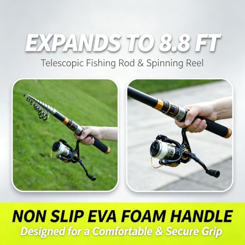 8.9FT Telescopic Fishing Rod and Reel Combos (8.86 FT)