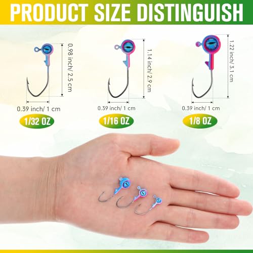 80 Pcs Crappie Jig Heads for Fishing (1/8 oz / Eye No Bait Keeper)