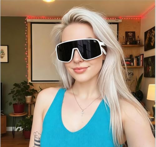 Sunglasses for Men Women (White &Gray Lens)