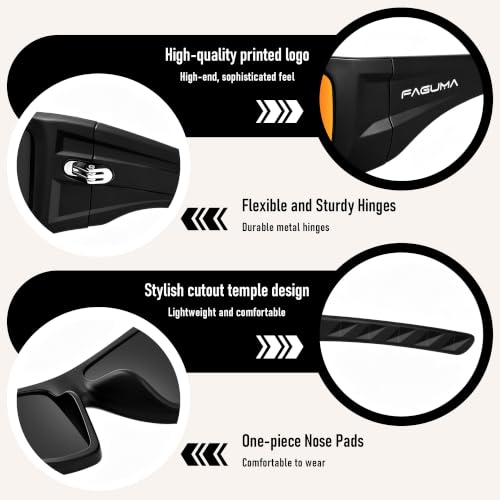 Polarized Sports Sunglasses For Men Women UV400 Protection (（3 Pack）black+blue+red)