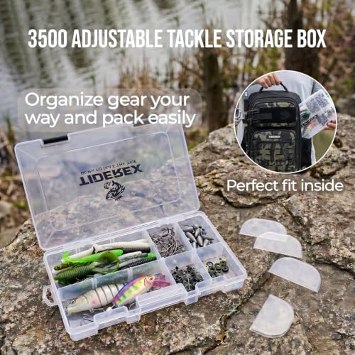 Fishing Sling Bag with 3500 Tackle Box & Fishing Gear (Black Camo)