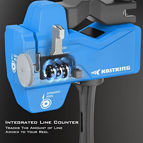 Kalibrate Fishing Line Spooler with 5" Braid Scissors (C: Line Spooler with Counter & Scissor - Blue)