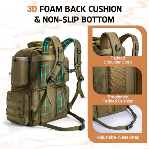 Fishing Tackle Backpack with Cooler (53L Khaki)