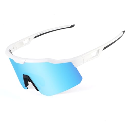 Cycling Sunglasses for Men Women (White Blue)