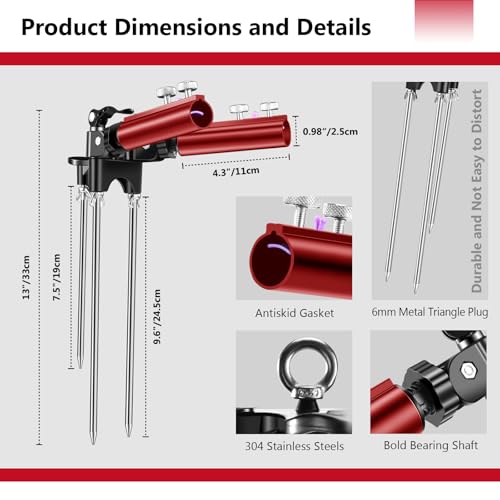 Fishing Rod Holders (Red-Double-headed)