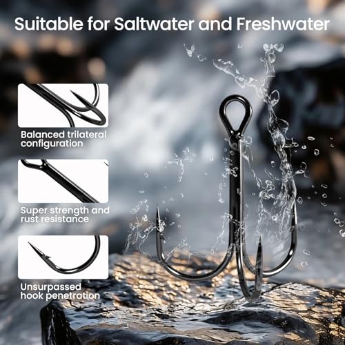 16 Pack 1 0 3X Strong Fishing Treble Hook (1/0 - 16 Pack)