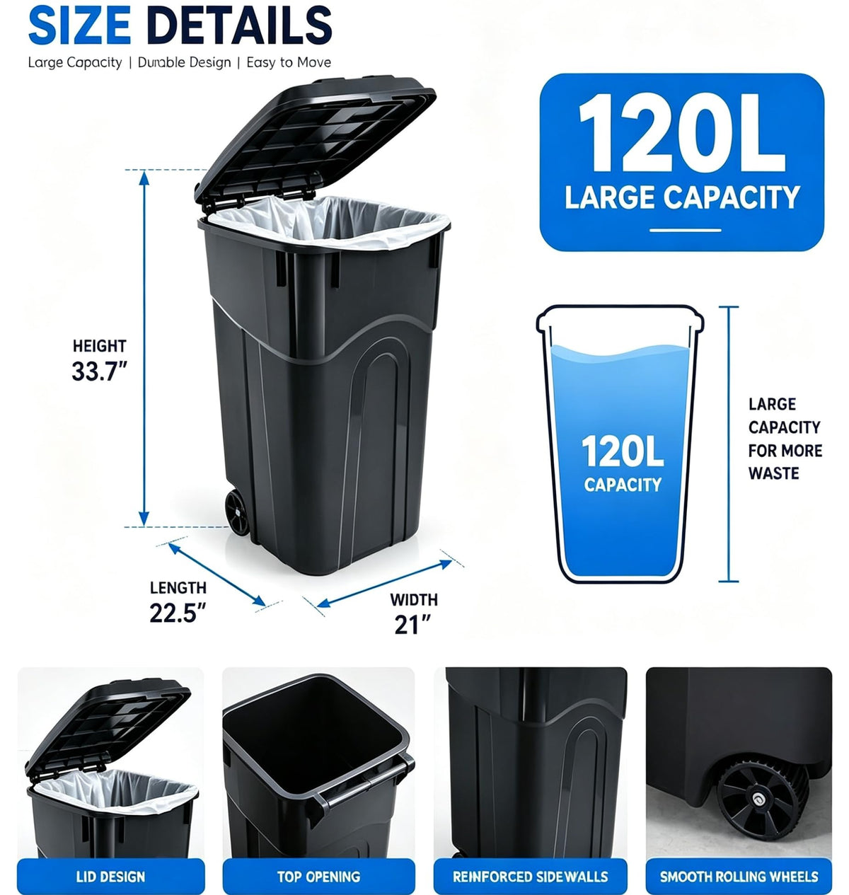 32 Gallon Wheeled Trash can