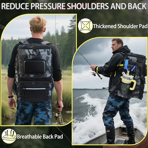 Fishing Backpack with Rod Holder (J: Gray)