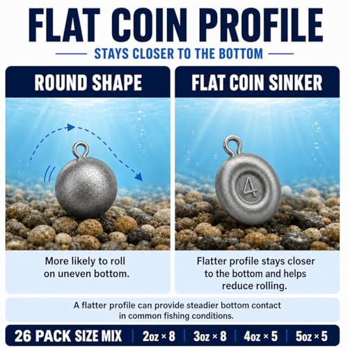 26PCS No Roll Disc Sinkers (26 Pcs / 4 Sizes)