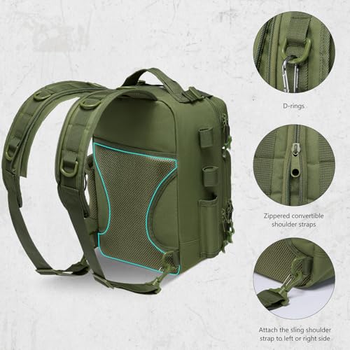 Convertible Fishing Backpack Sling Bag with Rod Holder