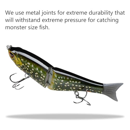 SwimShad Glide Baits Jointed Swimbait Bass Pike Salmon Trout Muskie Fishing Lure (Northern Pike / 7in/2.2oz)