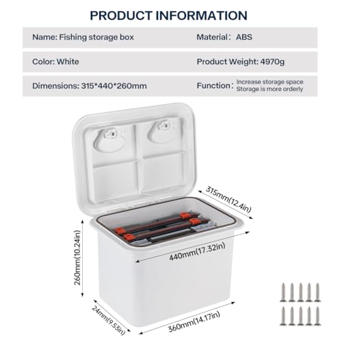 Marine Deck Access Hatch Storage Box 12.4" x 17.3" (white)