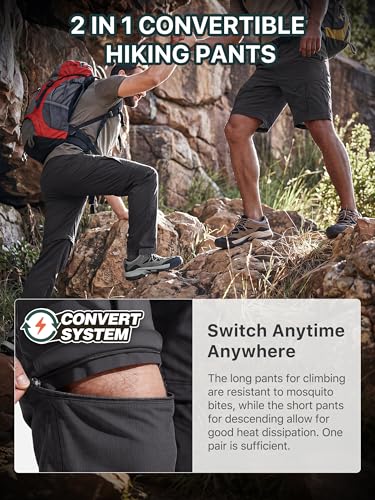 Mens Hiking Convertible Pants Zip Off Cargo Fishing Pants