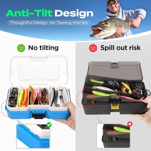 Fishing Lures Tackle Box Gear Kit with Tackle Included (Blue 373 PCS Lures Box)
