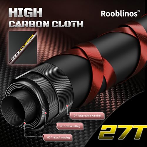 ROOBLINOS 9ft Fast Action Fly Fishing Rod 4 Piece Carbon Fiber Fly Rod with Hard Tube Lightweight & Sensitive for Trout Bass & Stream Freshwater Fishing